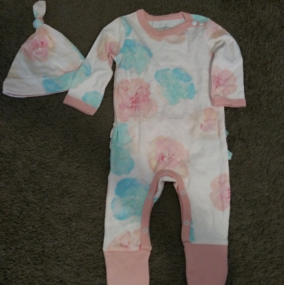 Organic Cotton Coverall & Knot top Hat Set
